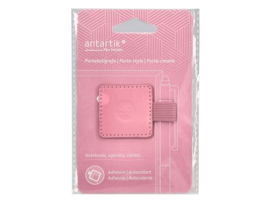 Portaboligrafo autoadhesivo antartik para cuaderno note con elastico hasta 15 mm grosor 1mm rosa 40x40 mm
