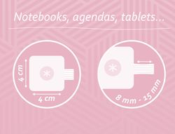 Portaboligrafo autoadhesivo antartik para cuaderno note con elastico hasta 15 mm grosor 1mm rosa 40x40 mm