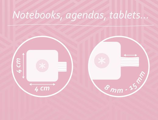 Portaboligrafo autoadhesivo antartik para cuaderno note con elastico hasta 15 mm grosor 1mm rosa 40x40 mm