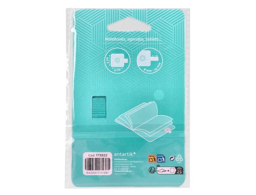 Portaboligrafo autoadhesivo antartik para cuaderno note con elastico hasta 15 mm grosor 1mm turquesa 40x40