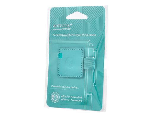 Portaboligrafo autoadhesivo antartik para cuaderno note con elastico hasta 15 mm grosor 1mm turquesa 40x40