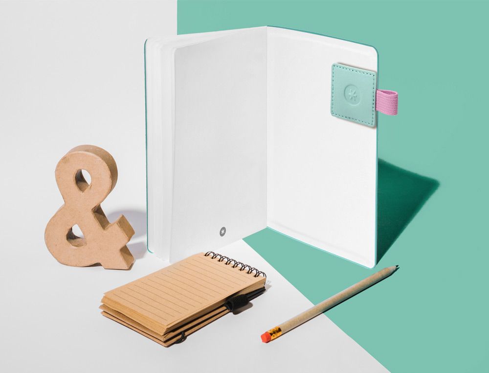 Portaboligrafo autoadhesivo antartik para cuaderno note con elastico hasta 15 mm grosor 1mm turquesa y rosa