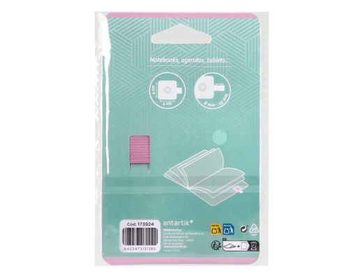 Portaboligrafo autoadhesivo antartik para cuaderno note con elastico hasta 15 mm grosor 1mm turquesa y rosa