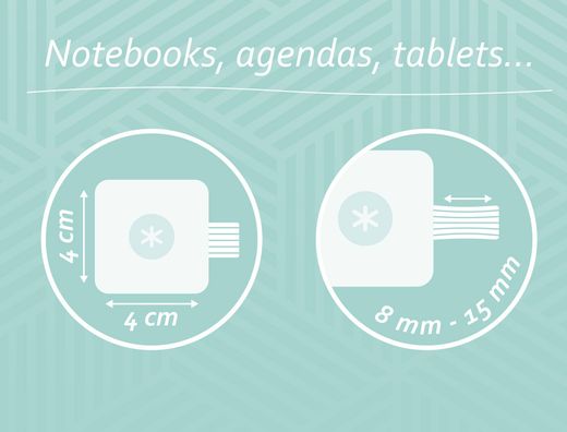 Portaboligrafo autoadhesivo antartik para cuaderno note con elastico hasta 15 mm grosor 1mm turquesa y rosa