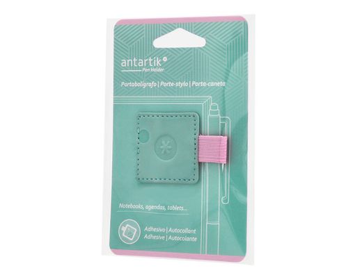 Portaboligrafo autoadhesivo antartik para cuaderno note con elastico hasta 15 mm grosor 1mm turquesa y rosa