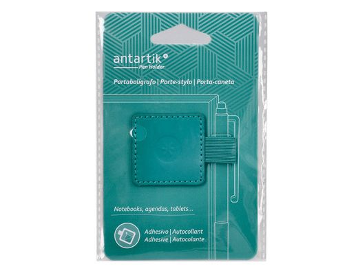 Portaboligrafo autoadhesivo antartik para cuaderno note con elastico hasta 15 mm grosor 1mm verde aguamarina