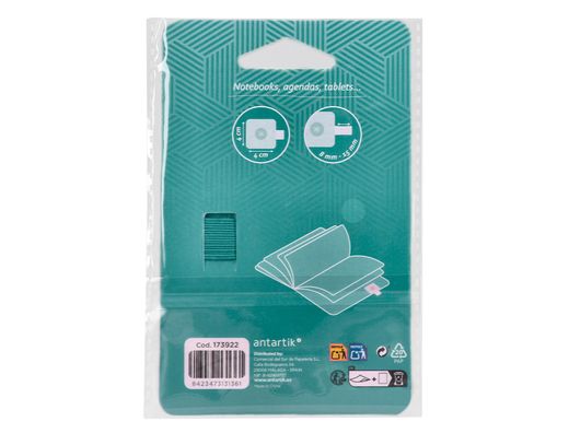 Portaboligrafo autoadhesivo antartik para cuaderno note con elastico hasta 15 mm grosor 1mm verde aguamarina
