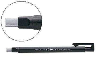 Portagomas Tombow con Clip Punta Goma Blanca Rectangular 2,5 X 5 mm Color Negro