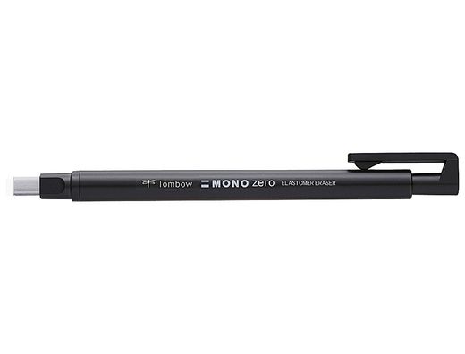 Portagomas Tombow con Clip Punta Goma Blanca Rectangular 2,5 X 5 mm Color Negro