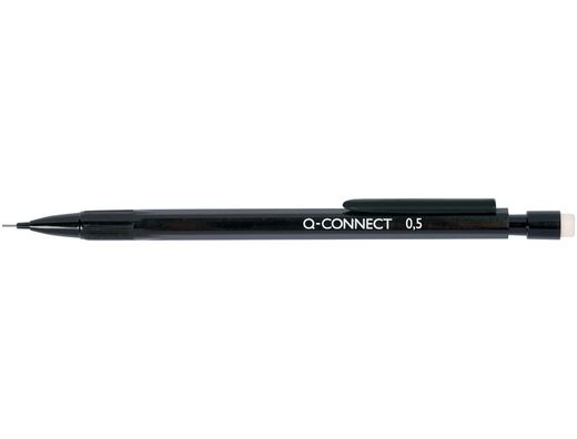 Portaminas q-connect 0.5 mm con 3 minas cuerpo negro con clip negro