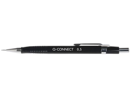 Portaminas Q-Connect 0,5 mm -Con Tres Minas Cuerpo Negro Clip Metalico