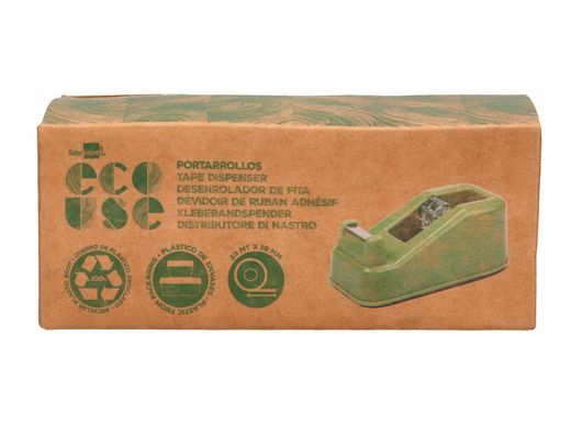 Portarrollo sobremesa liderpapel ecouse 100% plastico reciclado para cinta de 33 mt color verde