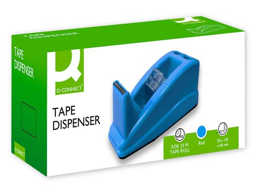 Portarrollo sobremesa q-connect plastico para cinta de 33 mt color azul 135x58x60 mm