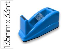 Portarrollo sobremesa q-connect plastico para cinta de 33 mt color azul 135x58x60 mm