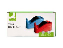 Portarrollo sobremesa q-connect plastico para cintas de 66 mt color rojo 220x100x70 mm