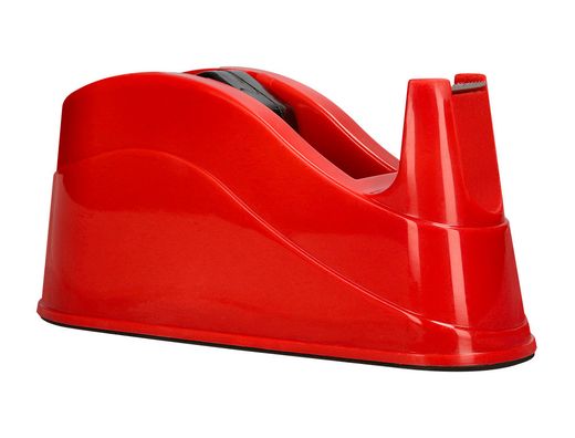 Portarrollo sobremesa q-connect plastico para cintas de 66 mt color rojo 220x100x70 mm