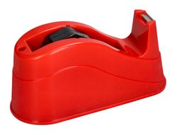 Portarrollo sobremesa q-connect plastico para cintas de 66 mt color rojo 220x100x70 mm