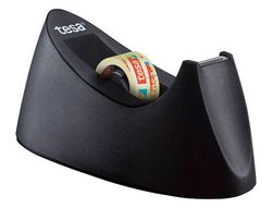 Portarrollo sobremesa tesa plastico easy cut curve negro para cinta de 33 mt x19 mm + 1 cinta tesafilm transparente