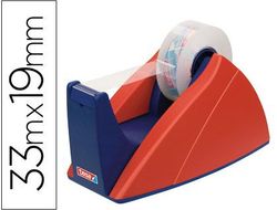 Portarrollo Sobremesa Tesa Rojo-Azul con Cuchilla de Corte Recto para Cintas de Hasta 33 M X 19 Mm