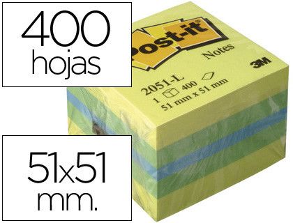 POST-IT CUBO notas adhesivas 400h Limón 51x51mm 2051-L