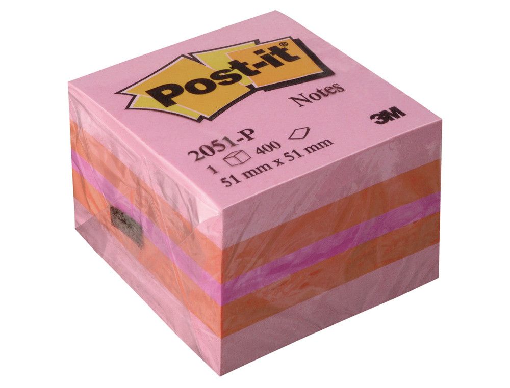 POST-IT CUBO notas adhesivas 400h Rosa 51x51mm 2051-P