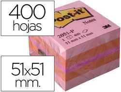 POST-IT CUBO notas adhesivas 400h Rosa 51x51mm 2051-P