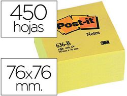 POST-IT CUBO notas adhesivas 450h 76x76mm Amarillo 636-B