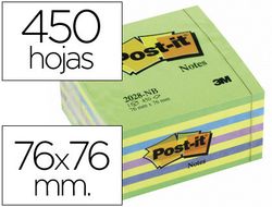 POST-IT CUBO notas adhesivas 450h 76x76mm neón azul/verde 2028NB