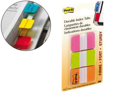 POST-IT INDEX RÍGIDOS Rosa, verde y naranja 25.4x38mm 686-PGO