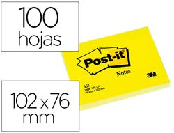 POST-IT Notas adhesivas 100h Amarillo 76 x 102 mm Ref.657