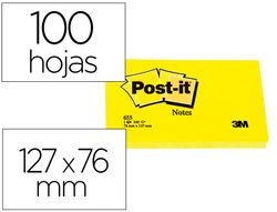 POST-IT Notas adhesivas 100h Amarillo 76x127mm Ref.655