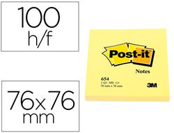 POST-IT Notas adhesivas 100h Amarillo 76x76mm Ref.654