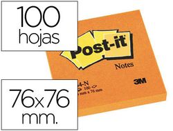 POST-IT Notas adhesivas 100h Naranja neon 76x76mm