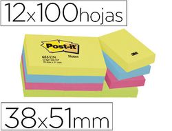 POST-IT Notas adhesivas Gama Energia Pack 12 blocs 100h Colores surtidos 38x51mm