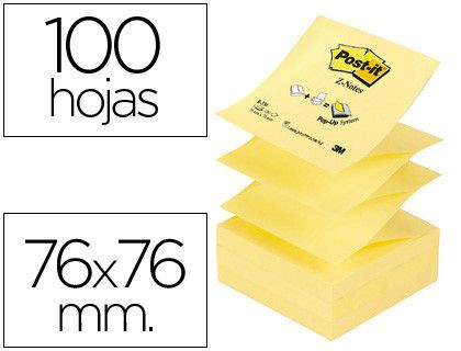 POST-IT Notas Z-Notes 100h Amarillo 76 x 76 mm R330