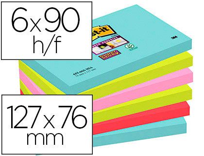 POST-IT Pack 6 blocs 76x127 Colección Miami 70005291631