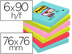POST-IT Pack 6 blocs 76x76 Colección Miami 70005291227