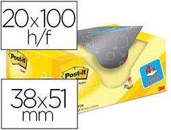 POST-IT Pack Ahorro 16+4 blocs 38x51 amarillo
