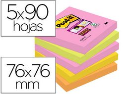 POST-IT Super Sticky Pack 5 blocs 90h Neon surtidos 76x76mm 70005253193