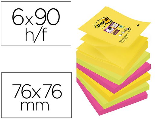 POST-IT Z-NOTES Pack.6 Colección Río surtidos 76x76 70005272490
