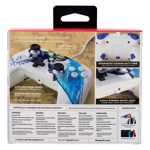 PowerA Mando con cable Enhanced para Nintendo Switch - Master Sword Attack