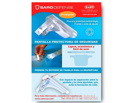 Protector facial transparente glasspack 200 mc refuerzo frontal pvc 300 mc cierre con goma medidas 235x330 mm