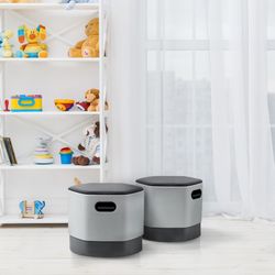 Puff Soft Seating Regulable.  Color Blanco/Negro