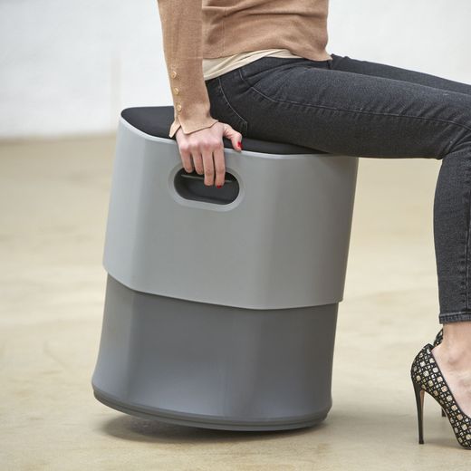 Puff Soft Seating Regulable.  Color Blanco/Negro