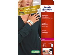 Pulsera identificativa avery polietileno blanca imprimible laser 265x18 mm pack de 50 unidades