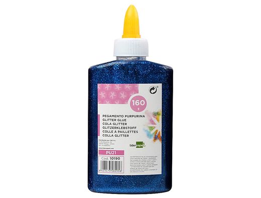 Purpurina pegamento liderpapel fantasia azul metalizado bote de 160 gr