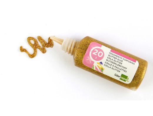 Purpurina Pegamento Liderpapel Fantasia Colores Metalicos Oro y Plata Bote de 20 Gr