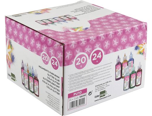 Purpurina Pegamento Liderpapel Fantasia Colores Metalicos Surtidos Bote 20 Gr