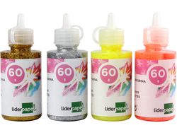 Purpurina Pegamento Liderpapel Fantasia Colores Metalicos Surtidos Bote de 60 Gr