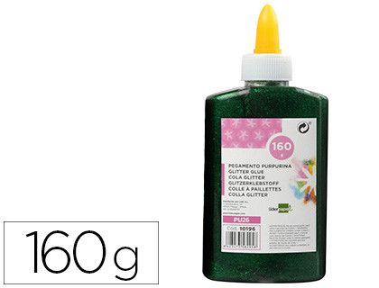 Purpurina pegamento liderpapel fantasia verde metalizado bote de 160 gr